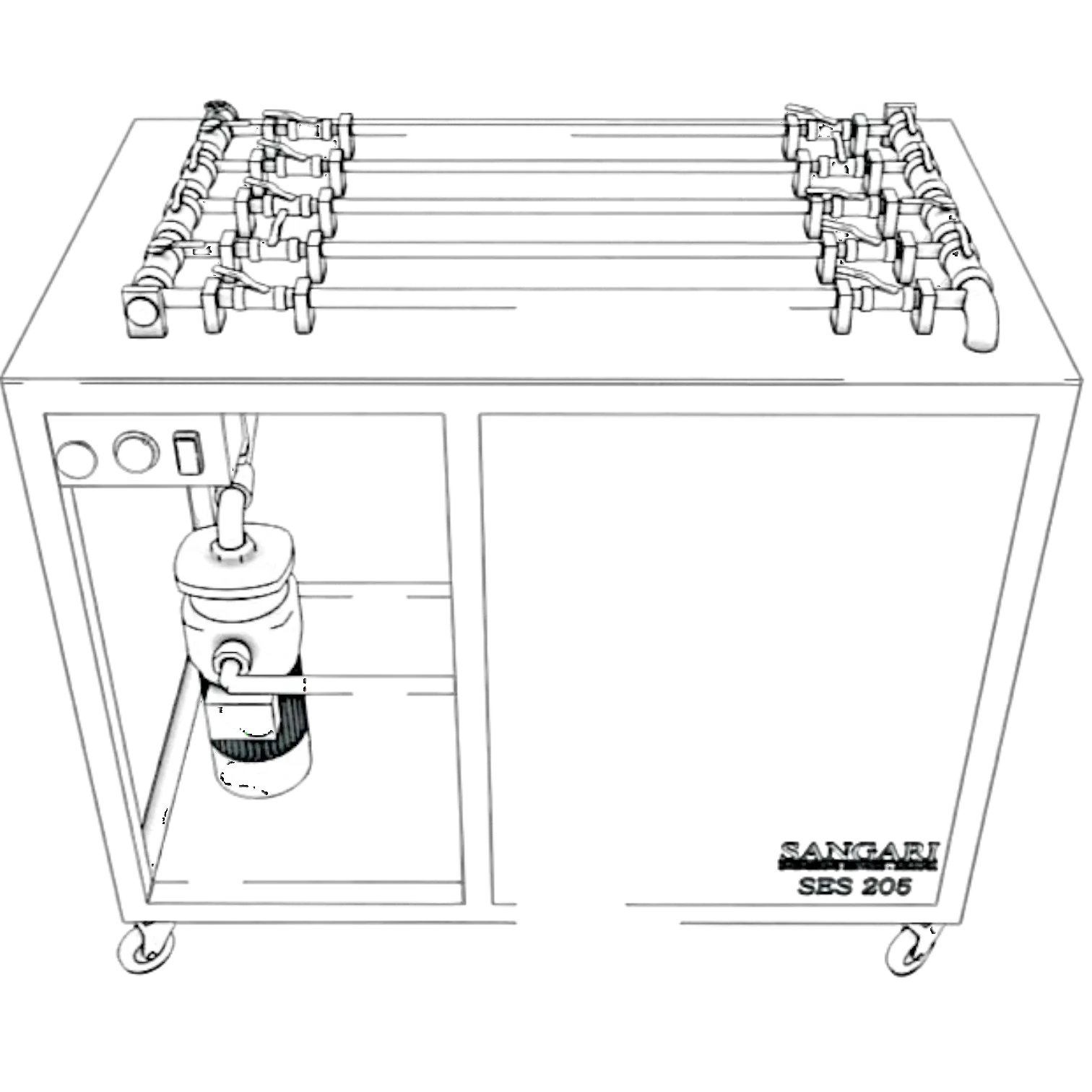 Schematic diagram of the FM565 apparatus — pipe networks